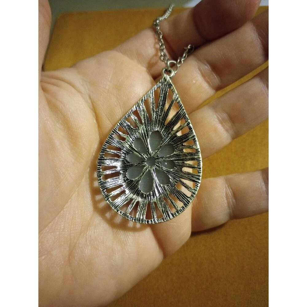 Nice Moonstone Vintage Style Silver-tone Pendant Only